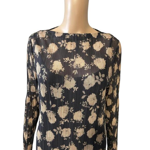Elegant Black Floral Maxi Dress - Long Sleeve - Picture 3 of 6